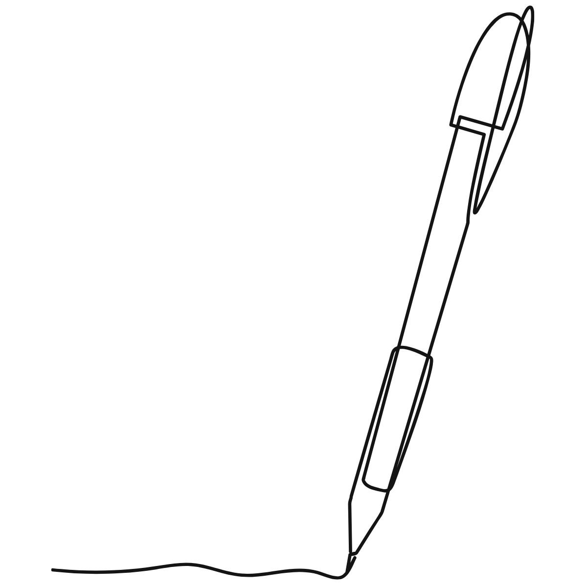 A line drawing of a pen